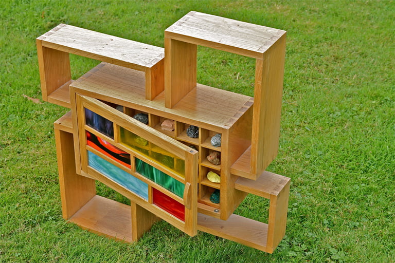 Display System - oak & stained glass