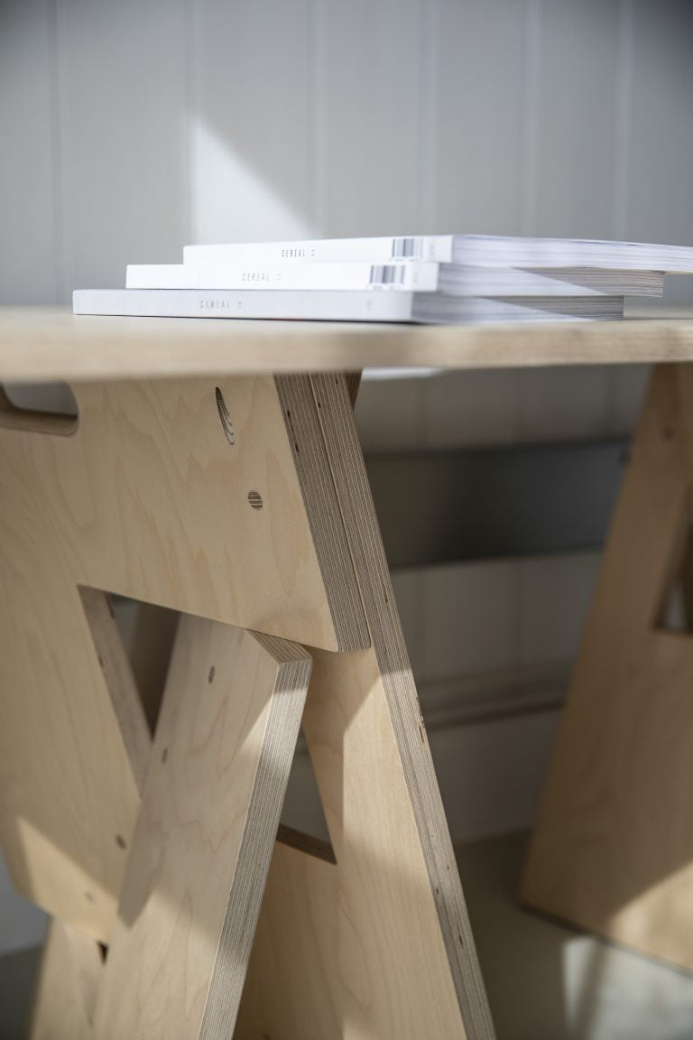 birch ply trestle table