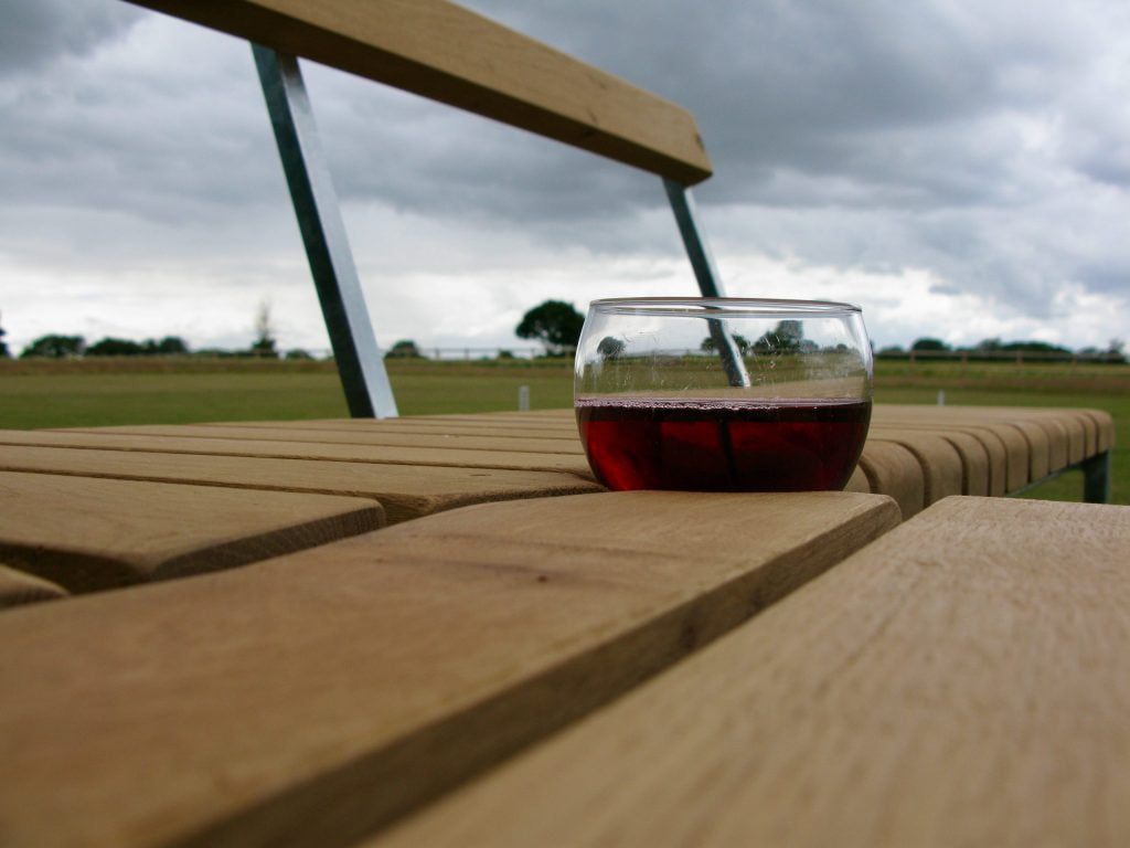 bench oak galvanised steel