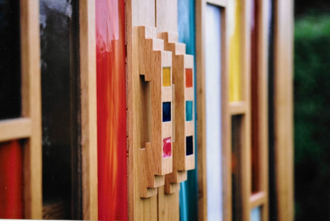 oak cupboard rainbow glazed