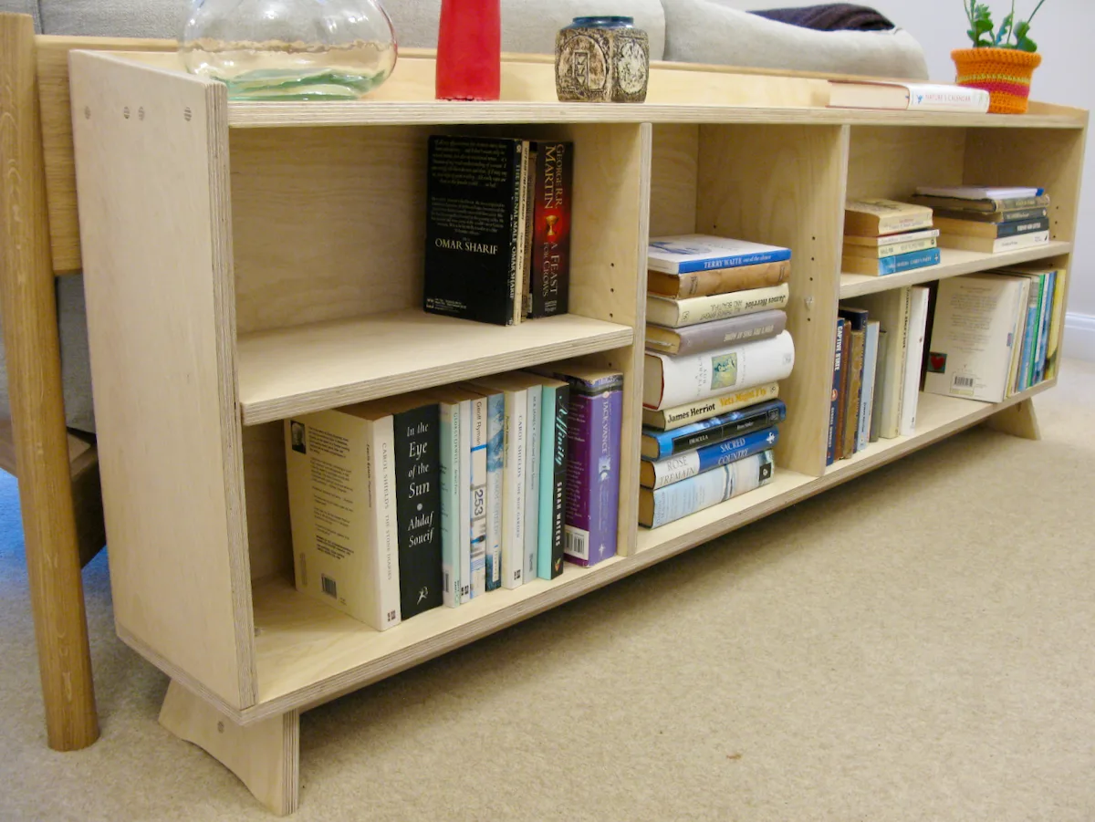sofa bookcase in birch ply