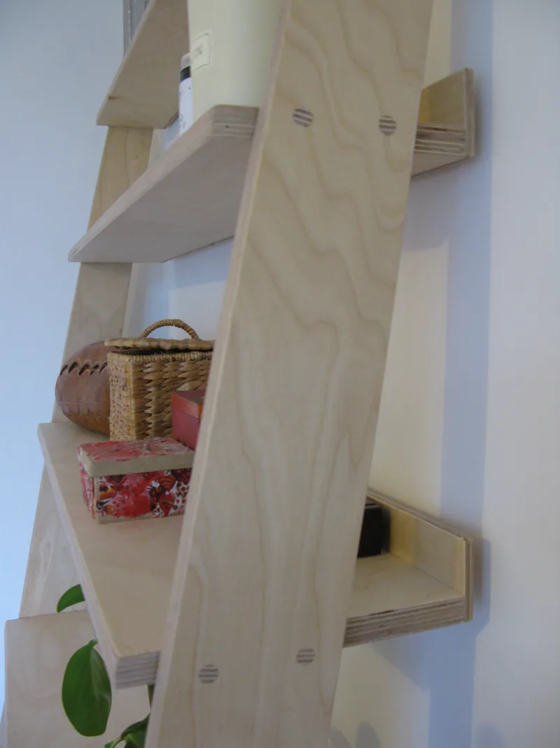 ladder shelving in birch ply