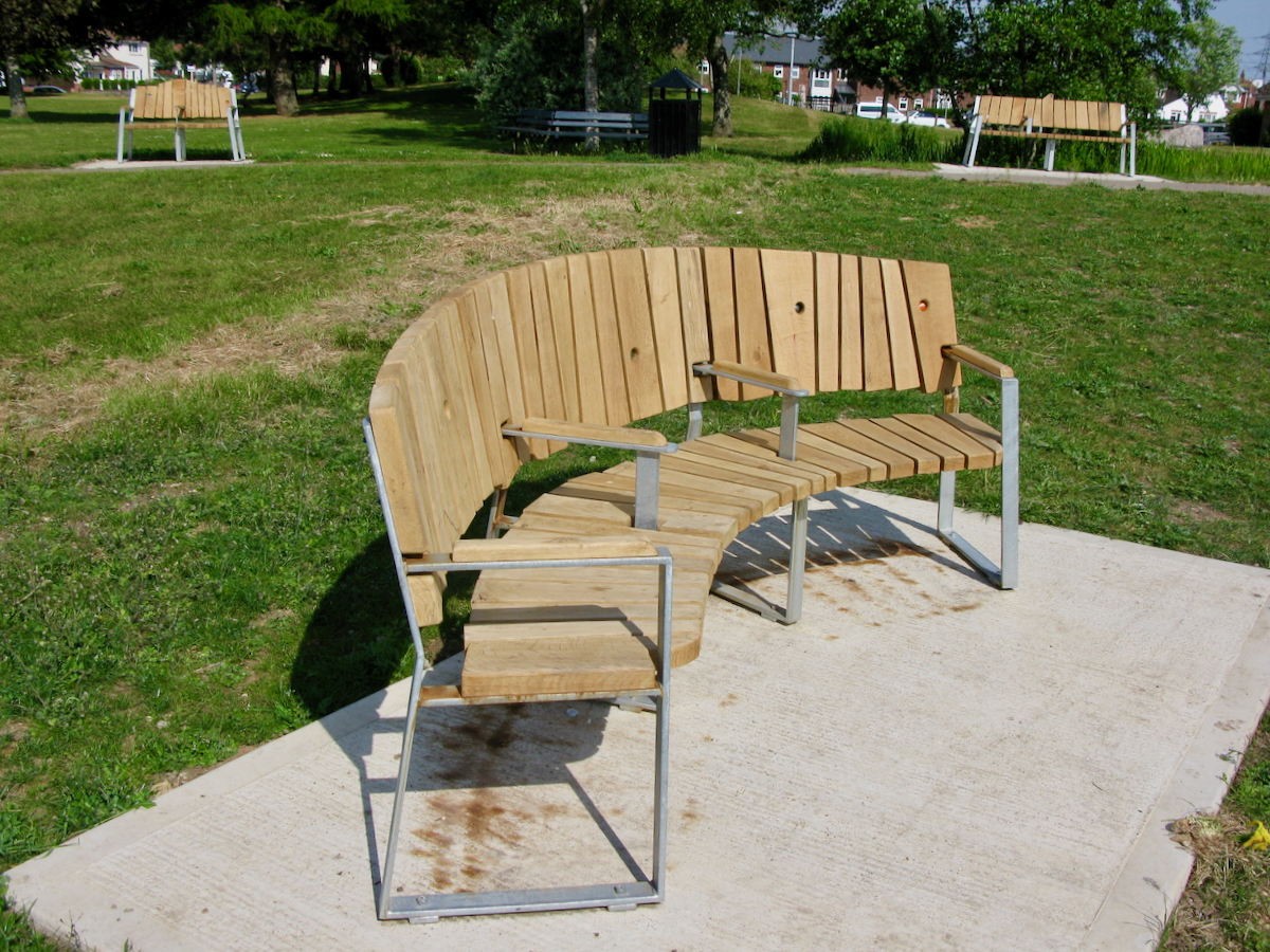 bench in local oak and galvanised steel
